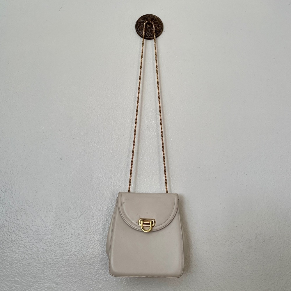 Repaired Latch Vintage Frenchy of California Off White Leather Crossbody Bag